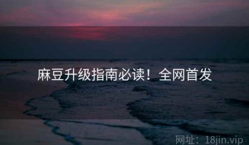 麻豆升级指南必读！全网首发